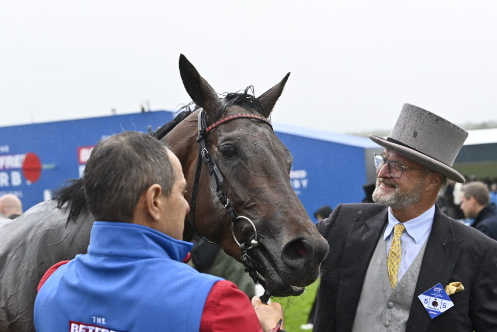 Maltese Cross with Philipp Graf Stauffenberg after finishing 2nd in the Betfred Derby Photo by Jim Clark